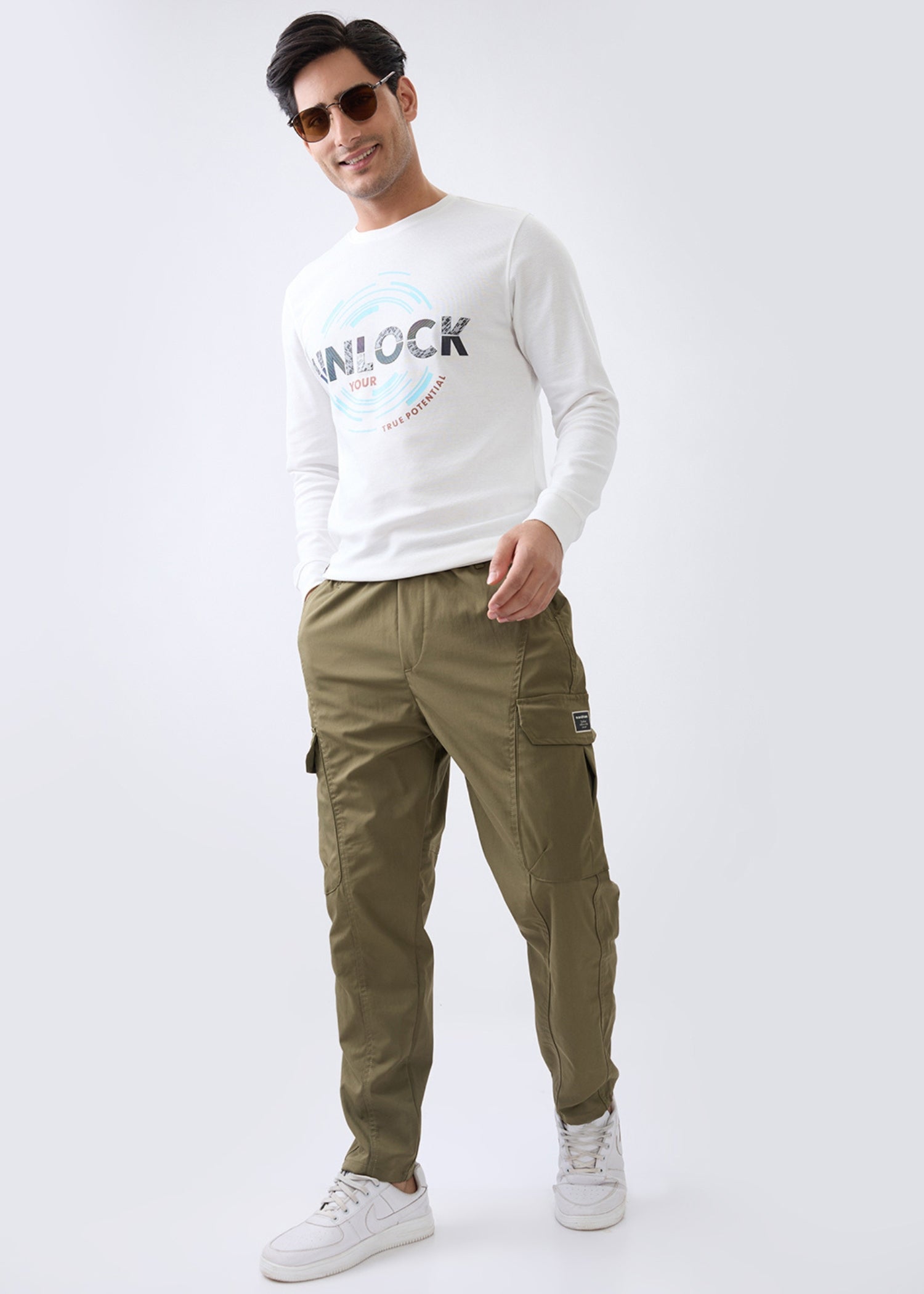 Potential Printed Full Sleeve T-Shirt: White