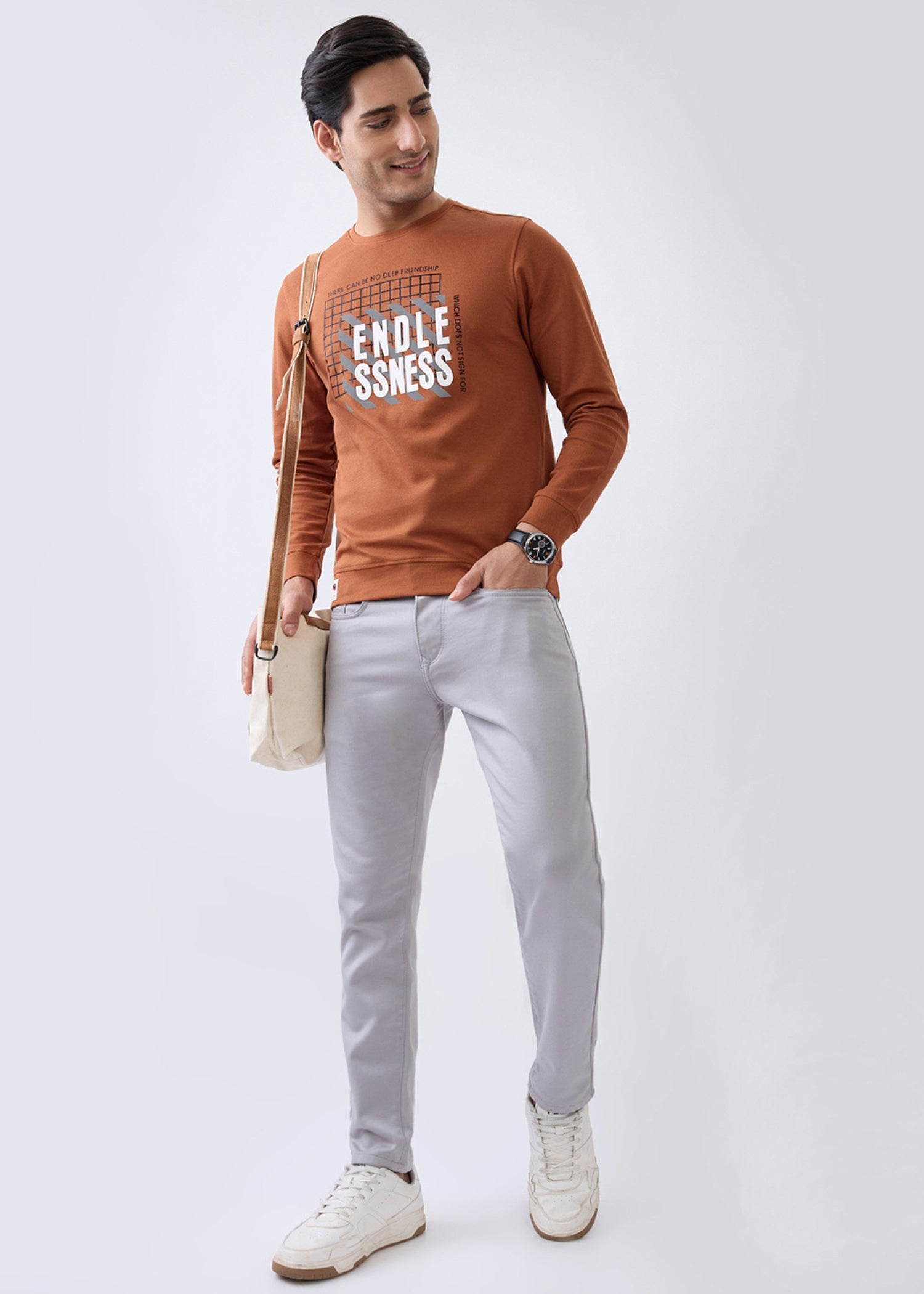 Deep Graphic Full Sleeve Sweatshirt: Rust