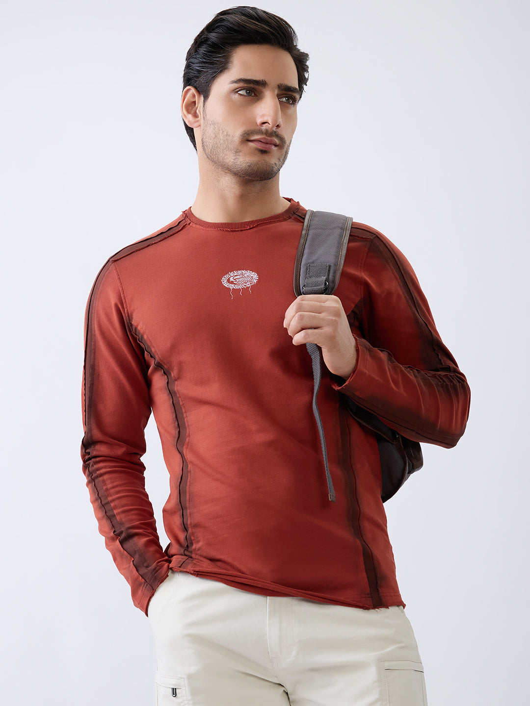 Depict Full Sleeve T-Shirt: Rust