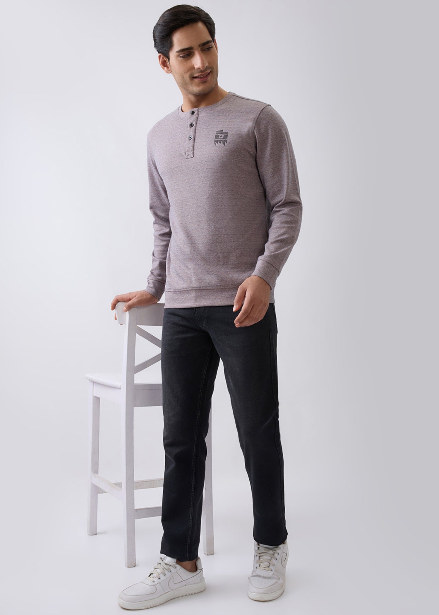 Version Henley Neck Full Sleeve T-Shirt: Onion
