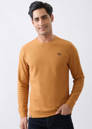 Dressy Fitted Full Sleeve Sweatshirt: Rust