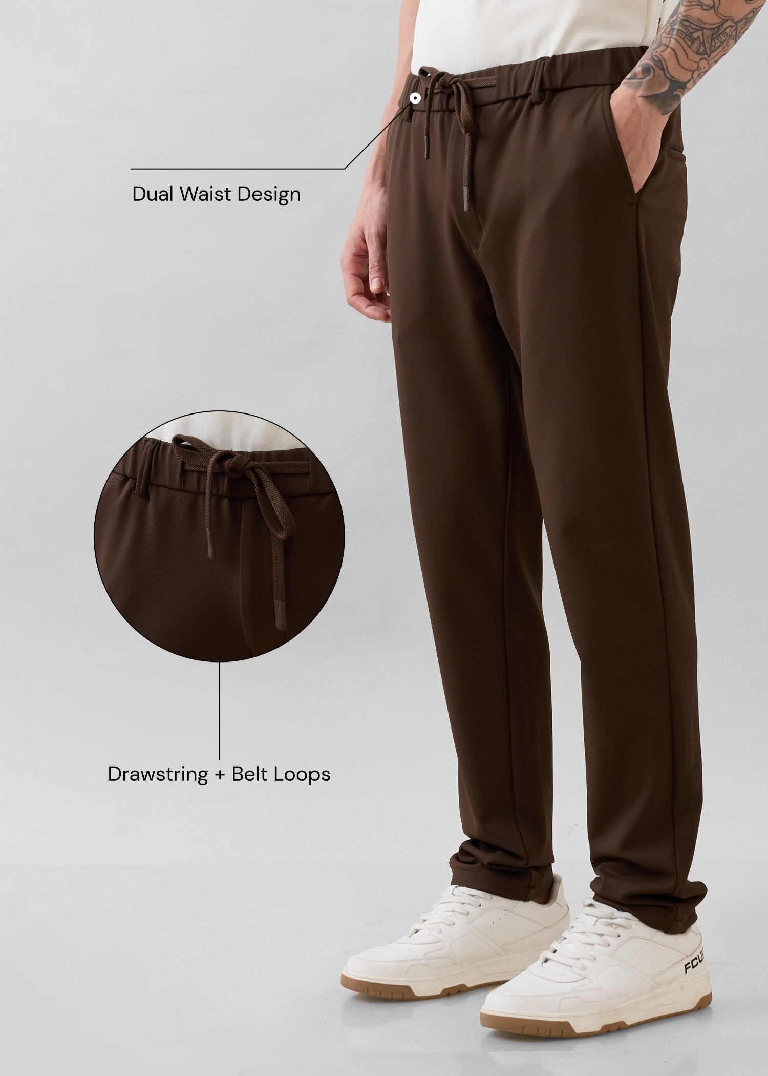 Baglis Cotton Self Fit Trouser: Brown