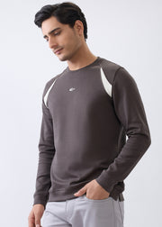 Windoral Contrast Panel Full Sleeve T-Shirt: Coffee