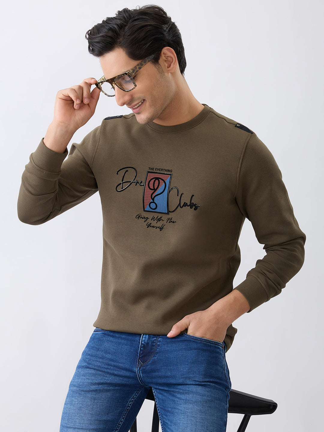Dawking Graphic Full Sleeve T-Shirt: Olive