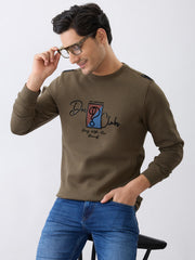 Dawking Graphic Full Sleeve T-Shirt: Olive
