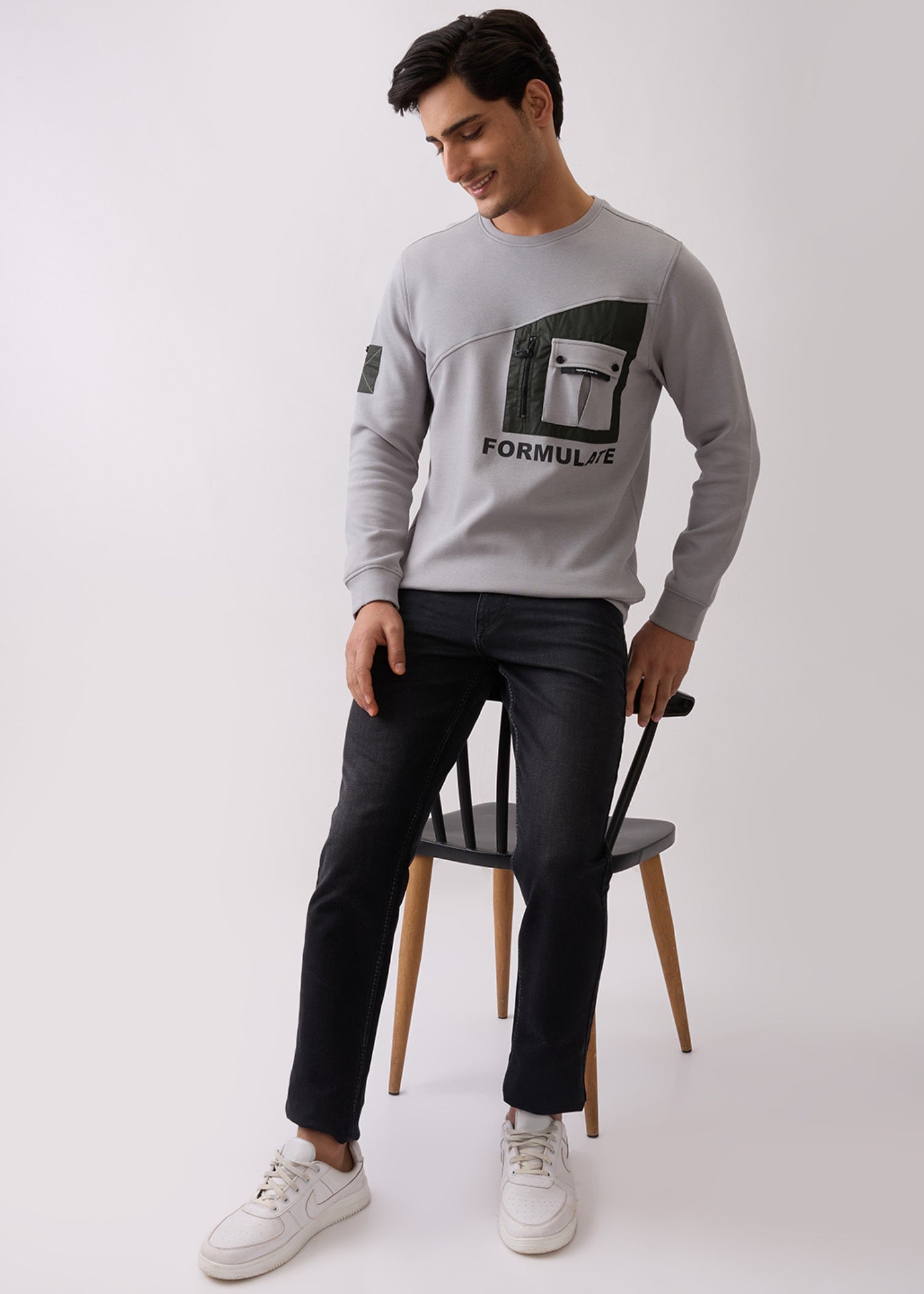 Formulate Utility Full Sleeve T-Shirt: Grey