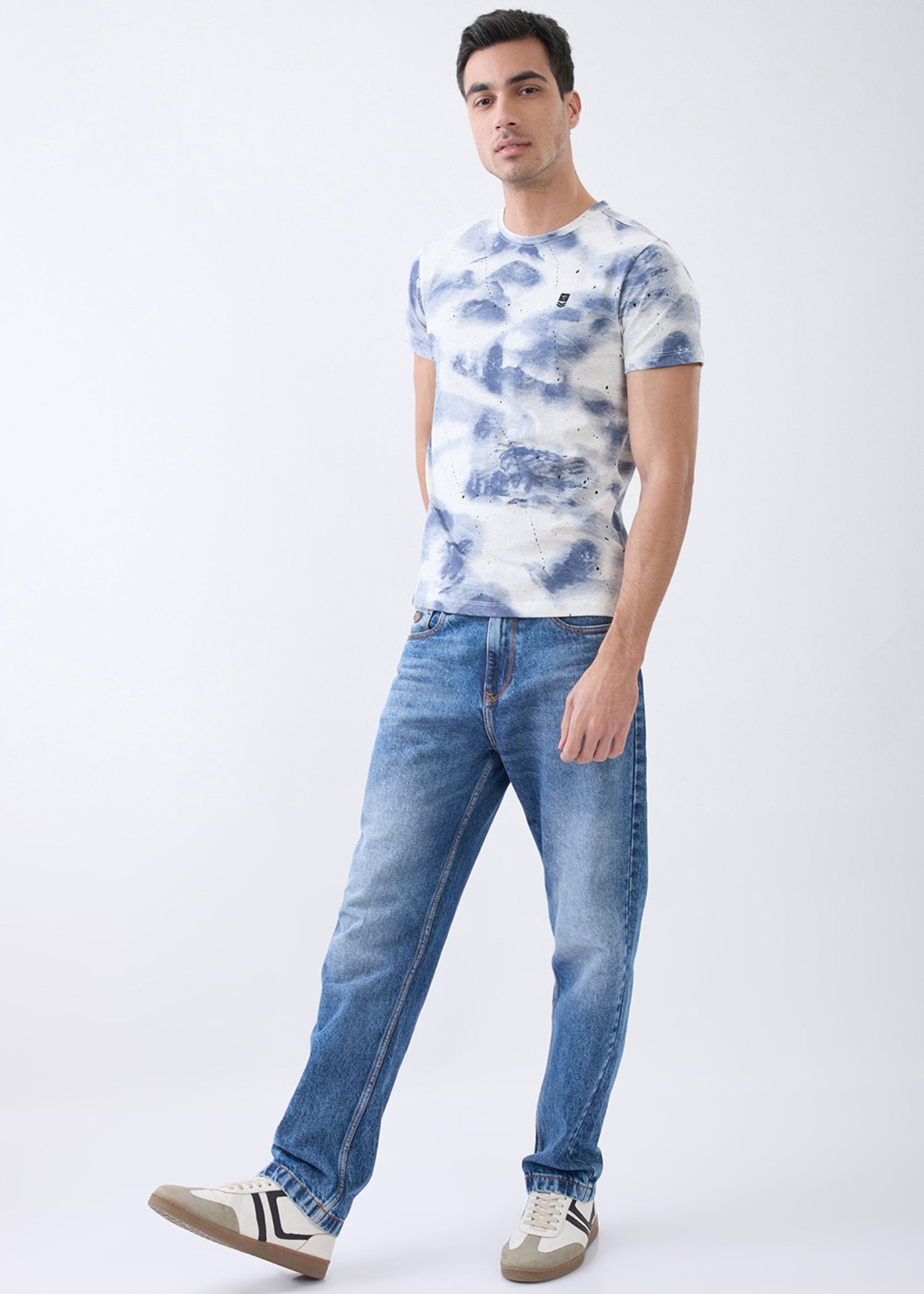 Grain Dyed Half Sleeve T-Shirt: Blue