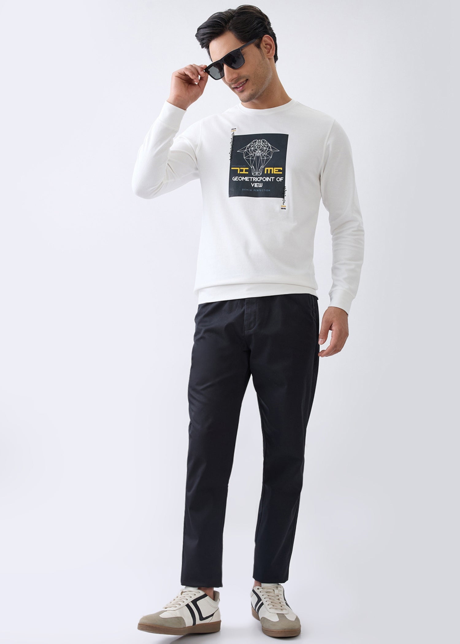 Metric Graphic Full Sleeve T-Shirt: White