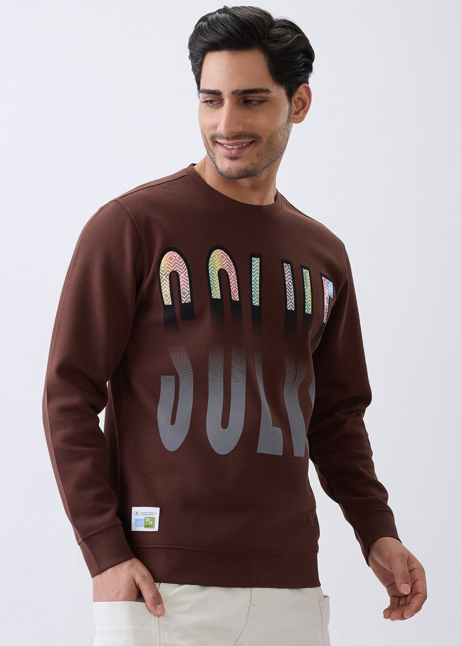 Solve Graphic Full Sleeve Sweatshirt: Brown
