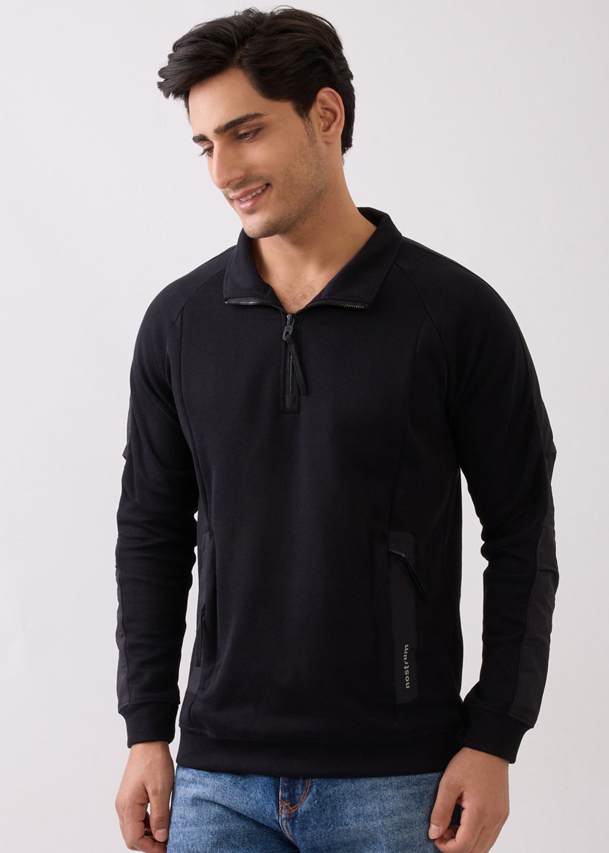 Grateful Zip-Neck Full Sleeve Sweatshirt