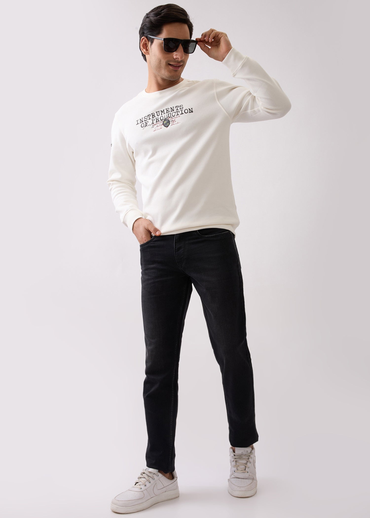 Instruments Graphic Full Sleeve Sweatshirt: White