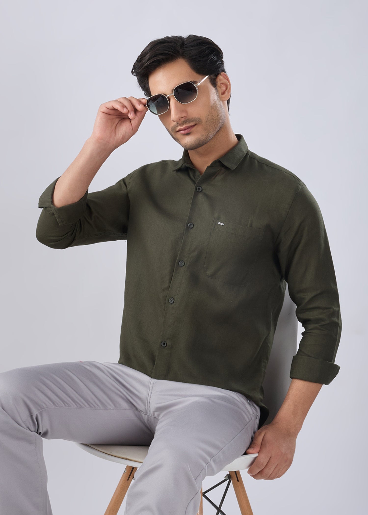 Keen Solid Full Sleeve Shirt: Olive