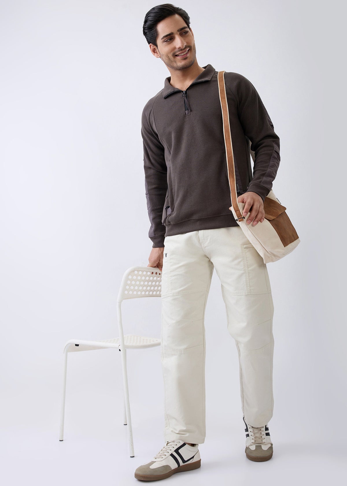 Grateful Zip-Neck Full Sleeve Sweatshirt