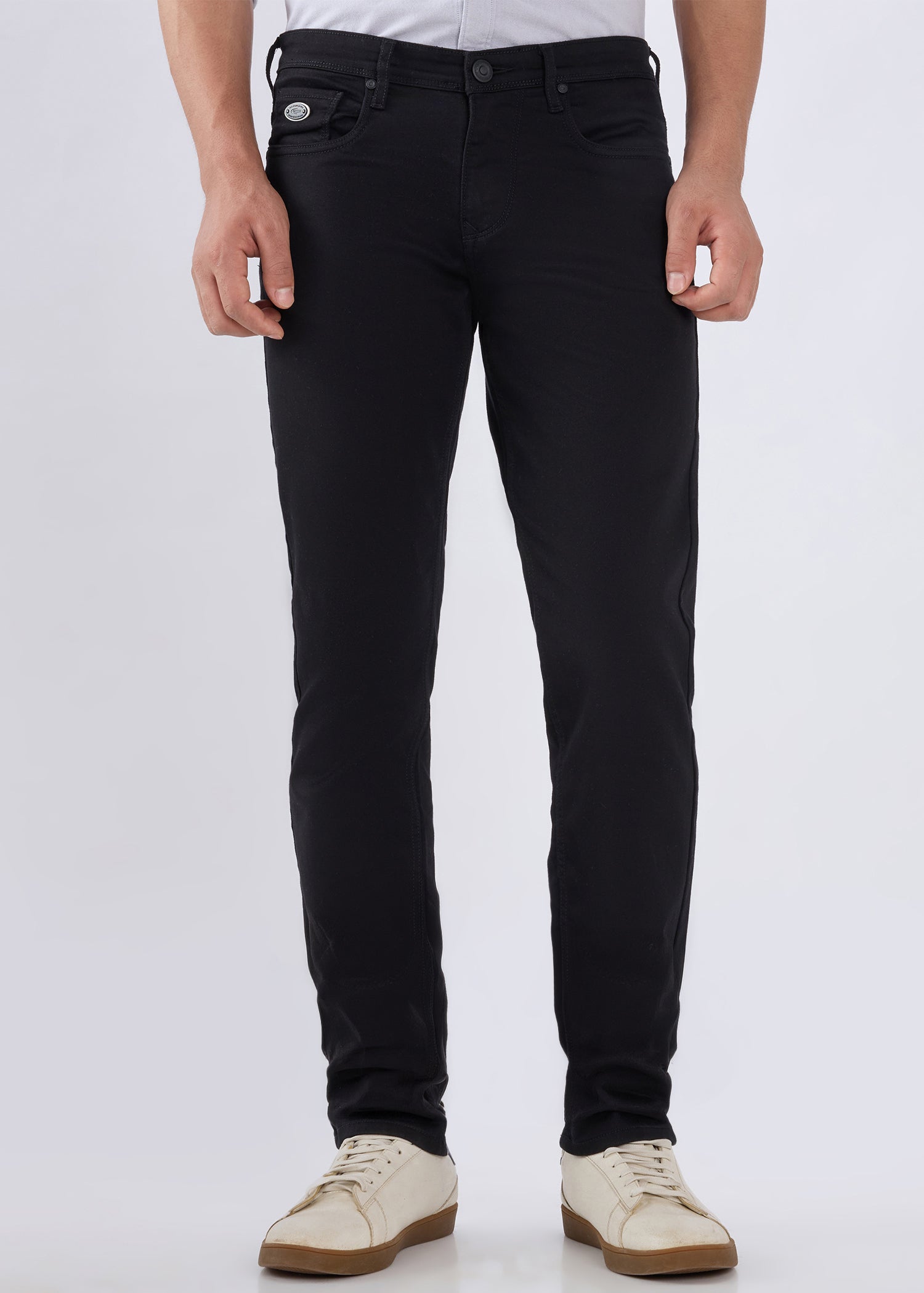 Nostrum Stunner Solid Regular Fit Black Jeans for Men
