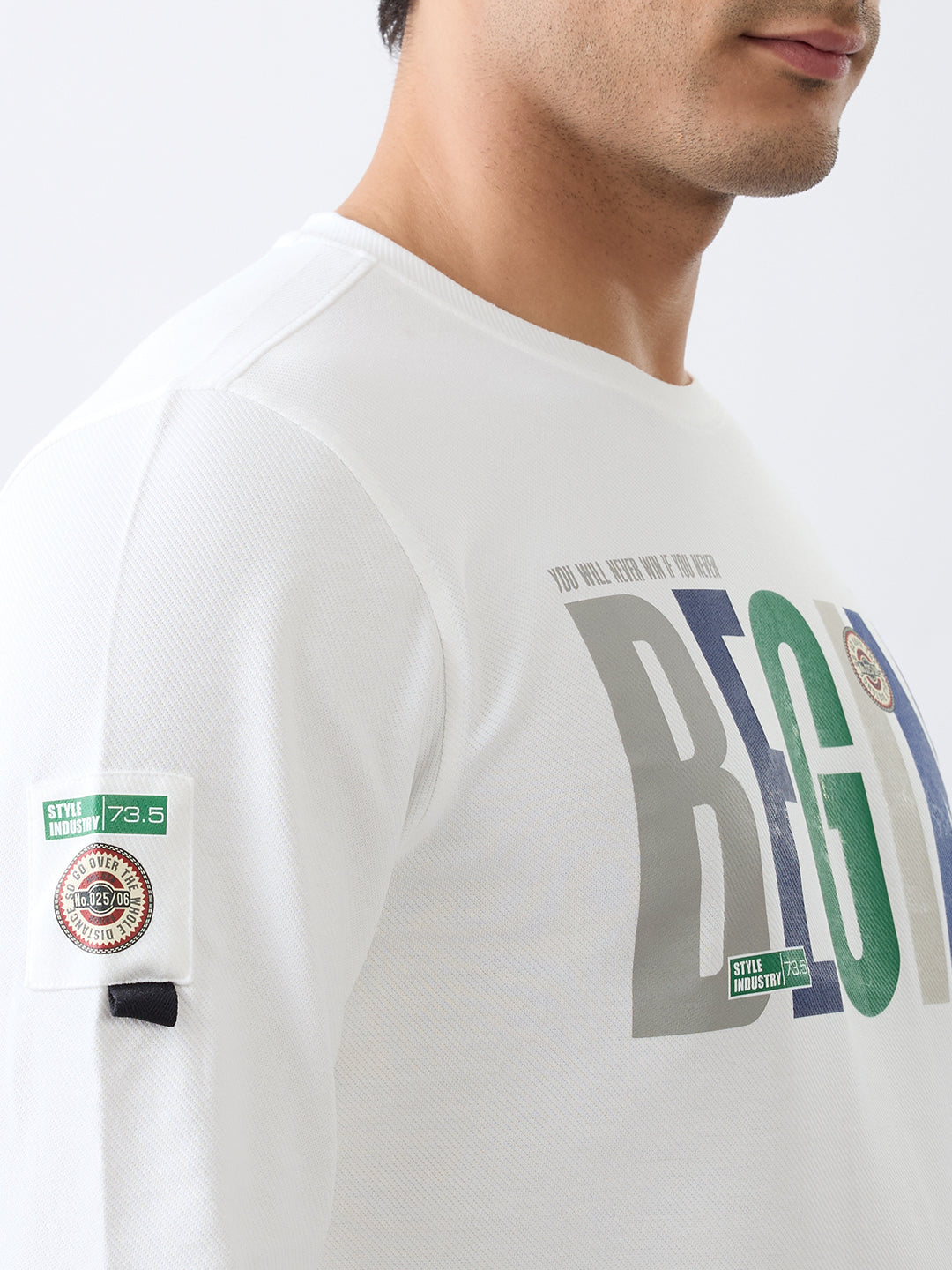 Distance Printed Full Sleeve T-Shirt :White