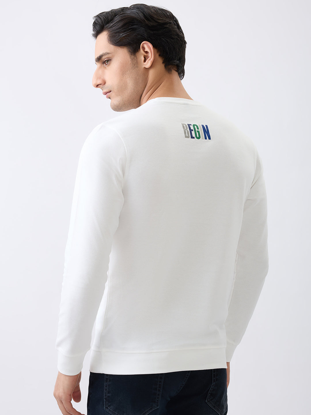 Distance Printed Full Sleeve T-Shirt :White