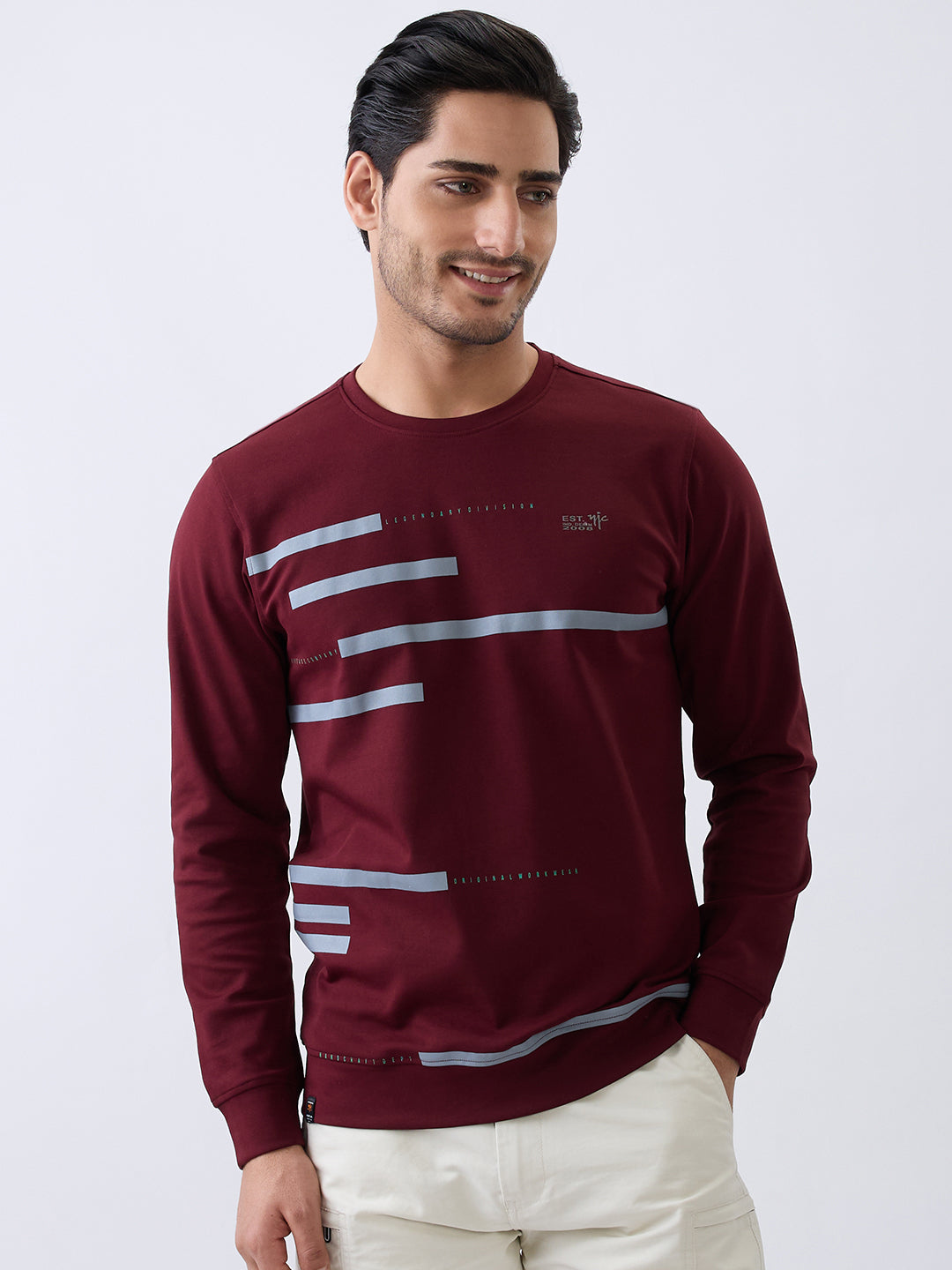 Branding Full Sleeve Printed Pullover: Wine