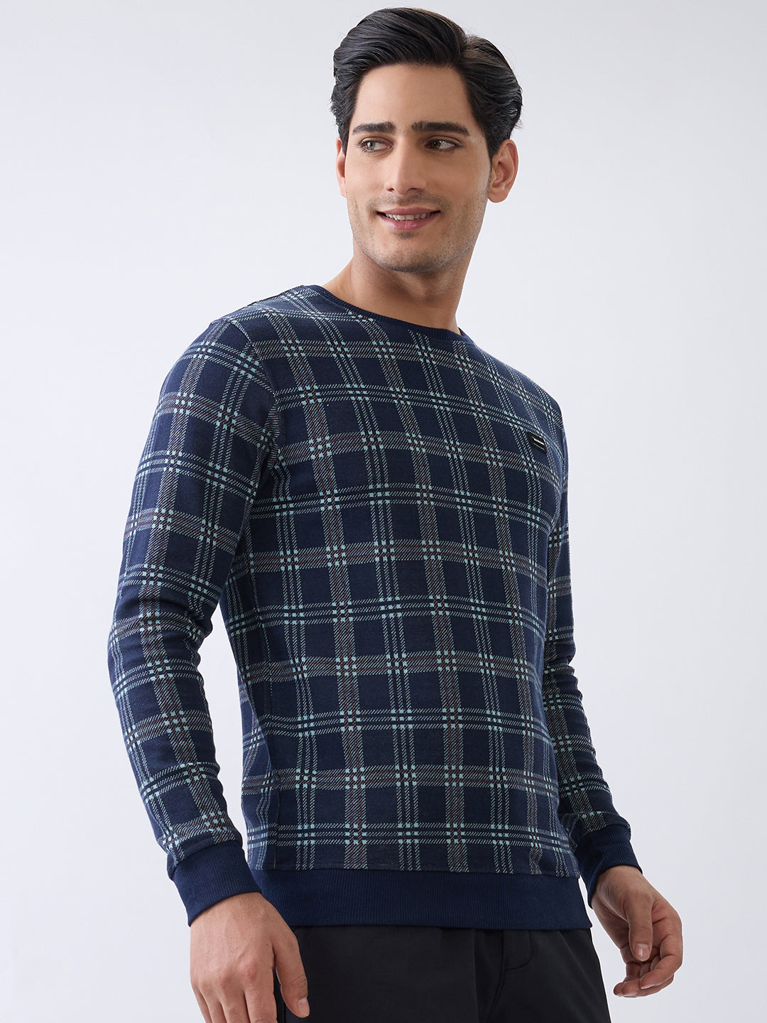 Preview Plaid Full Sleeve Sweatshirt: Navy