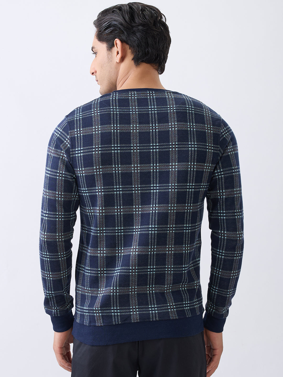 Preview Plaid Full Sleeve Sweatshirt: Navy