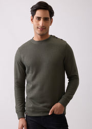 Kyota Textured Full Sleeve Sweatshirt: Green