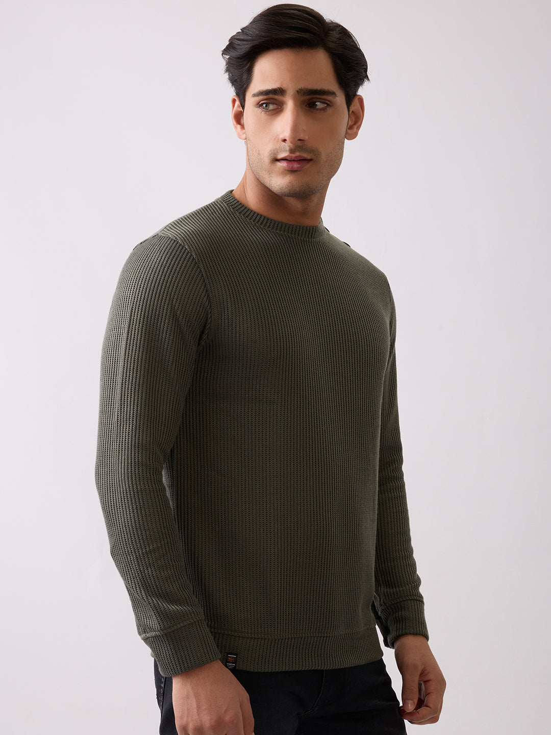 Kyota Textured Full Sleeve Sweatshirt: Green