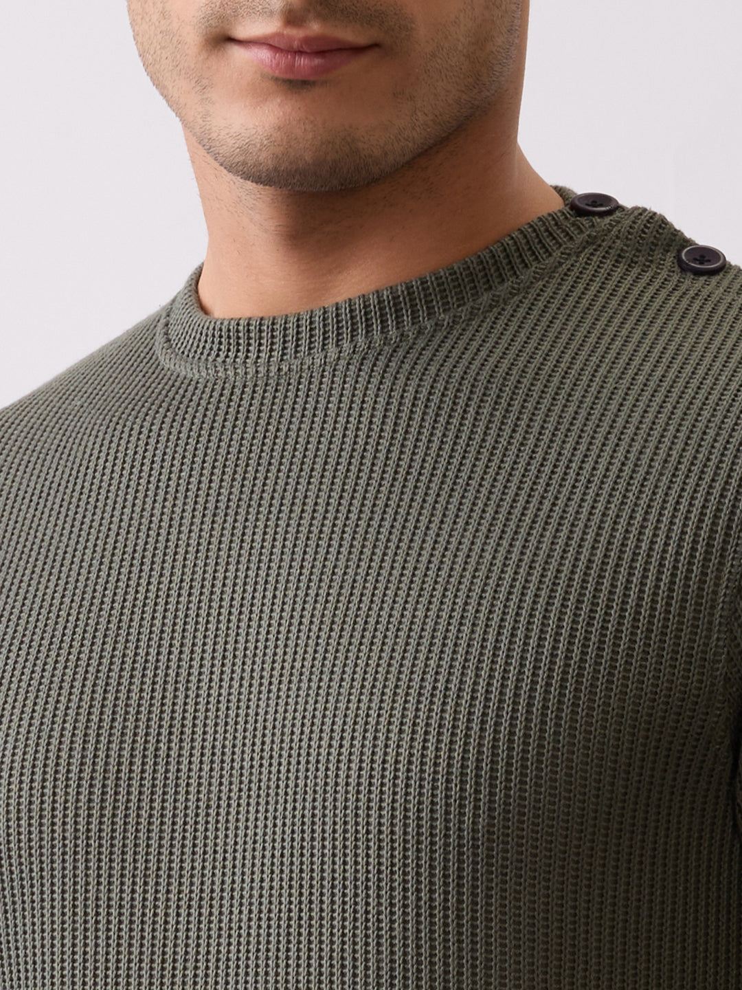 Kyota Textured Full Sleeve Sweatshirt: Green