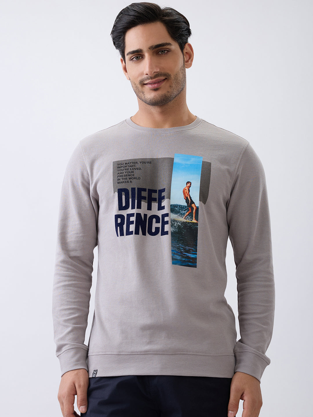 Matter Typography Fitted Sweatshirt: L.Grey
