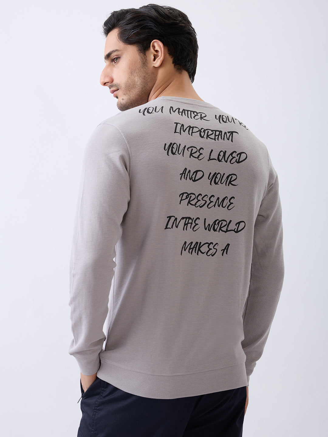 Matter Typography Fitted Sweatshirt: L.Grey