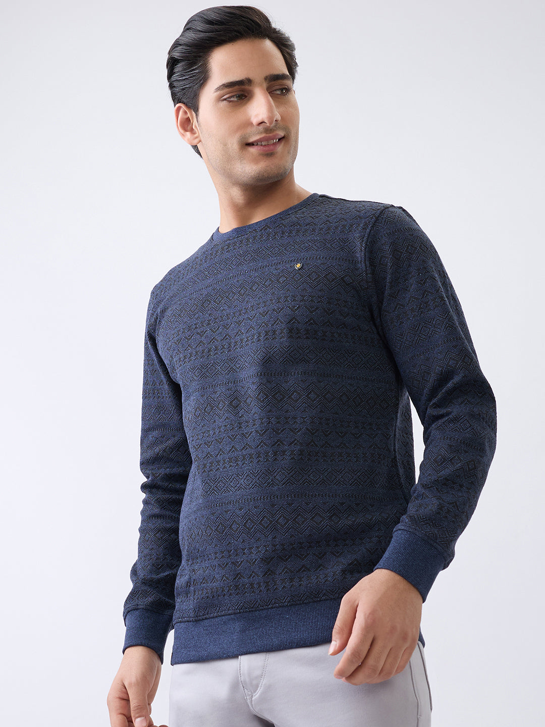 Graze Printed Full Sleeve Pullover: Blue
