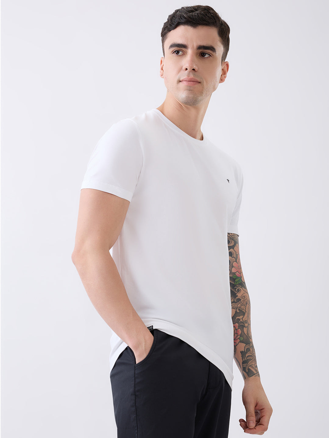 Arch Solid Half Sleeve T-Shirt: White