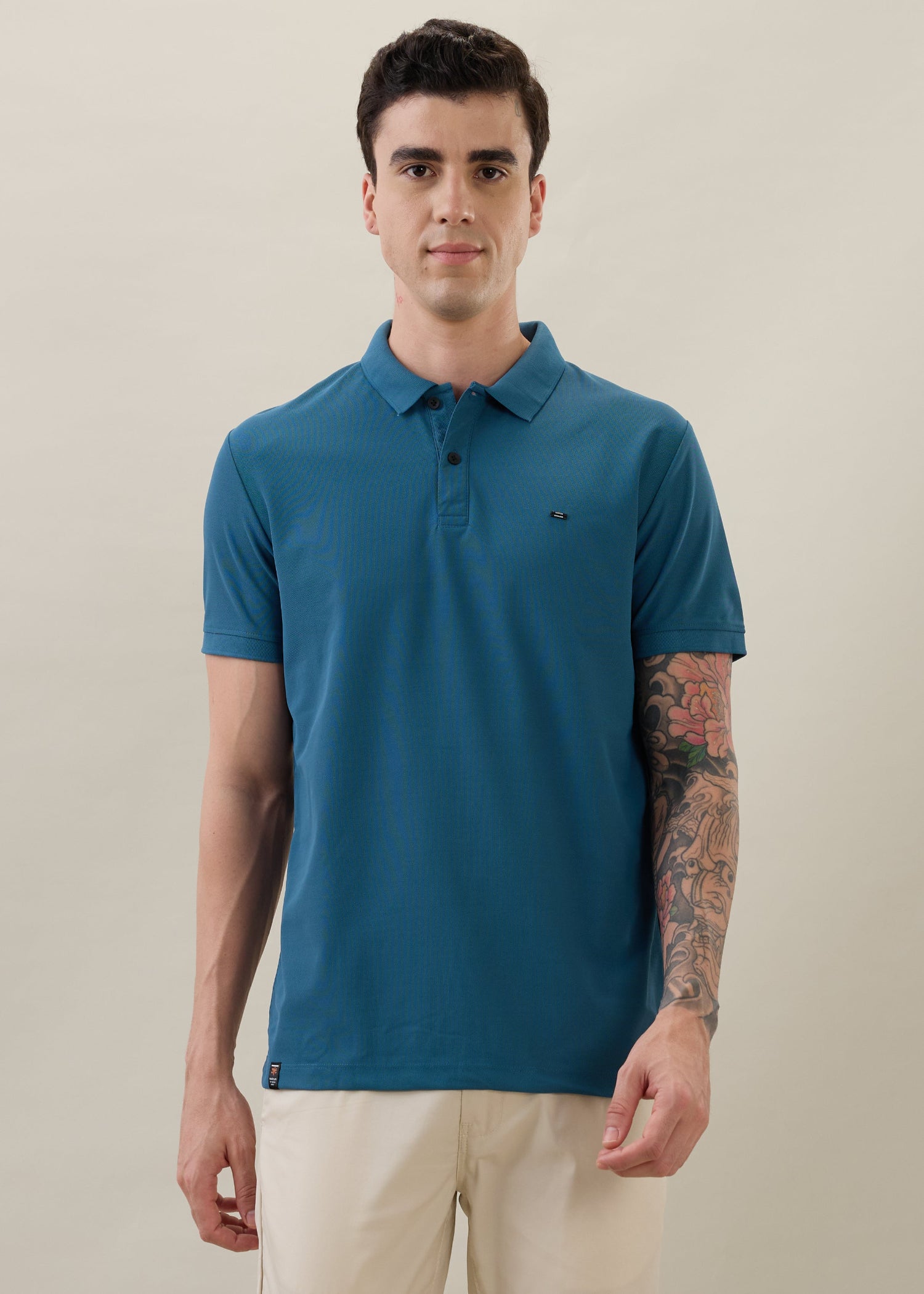 Cherry Half Sleeve Polo: Blue