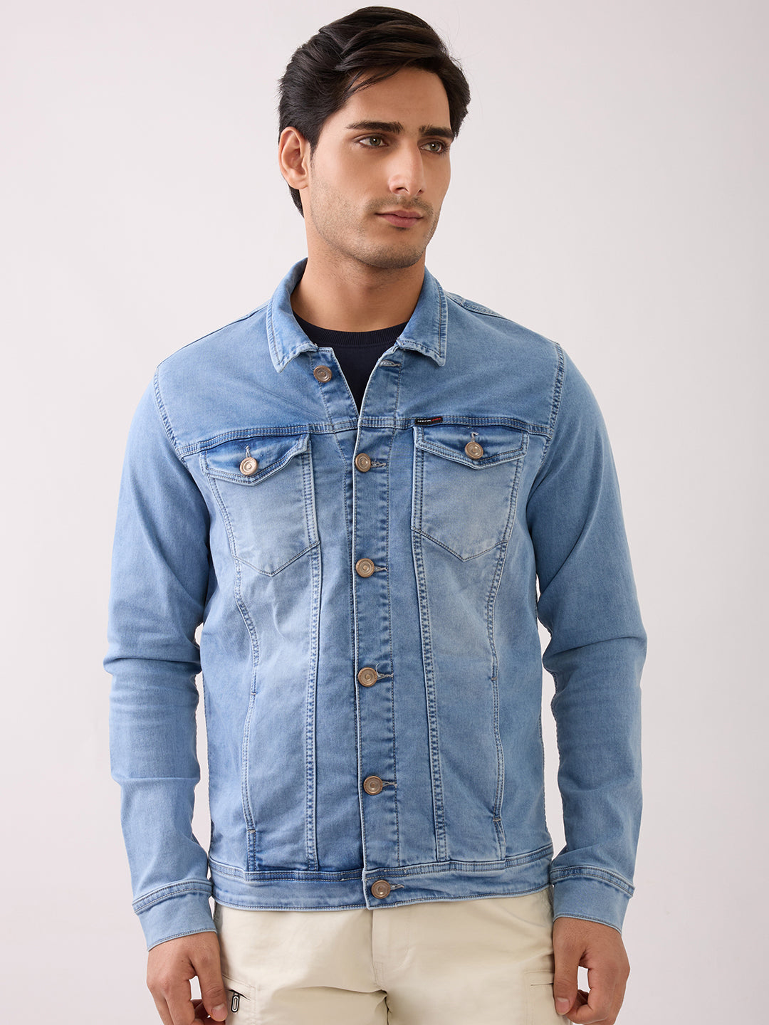 Barons Light-Wash Denim Jacket: Light Blue