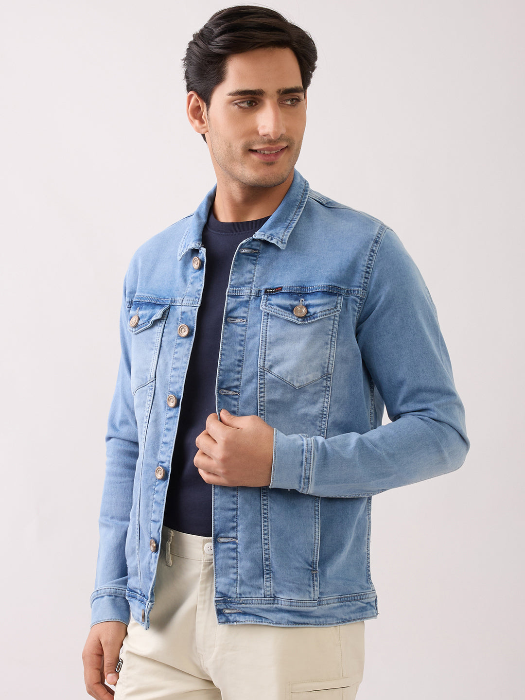 Barons Light-Wash Denim Jacket: Light Blue