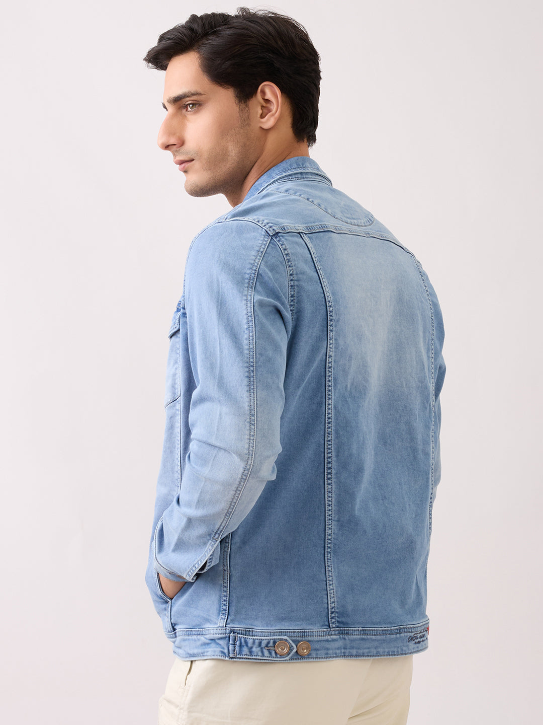 Barons Light-Wash Denim Jacket: Light Blue
