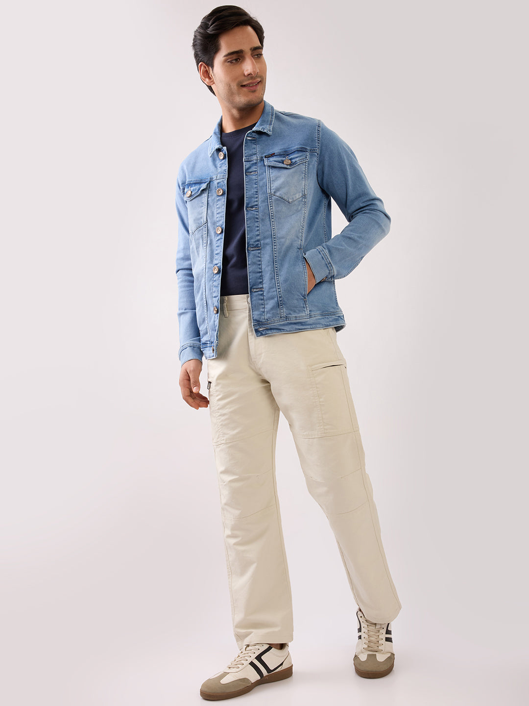 Barons Light-Wash Denim Jacket: Light Blue