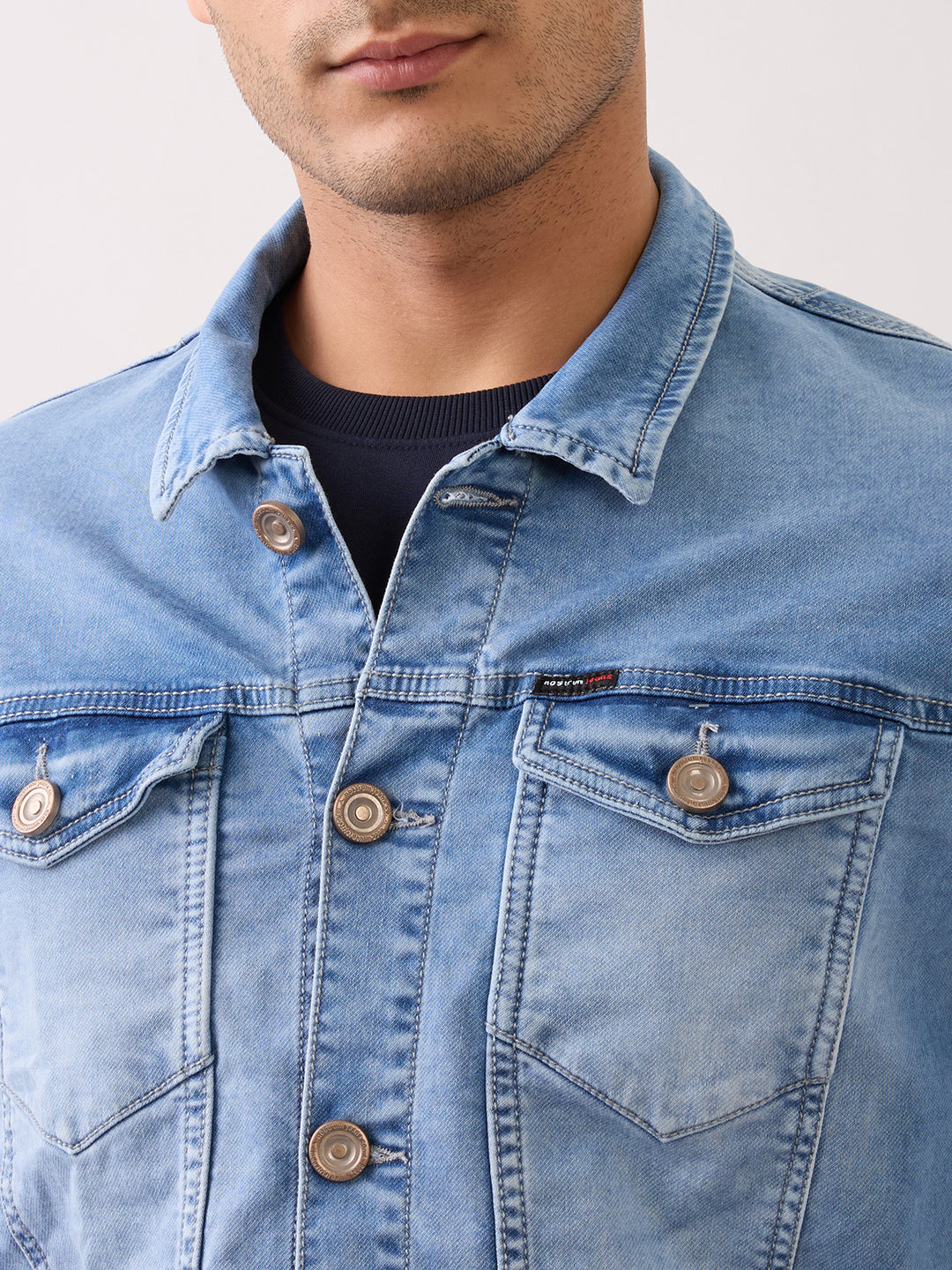Barons Light-Wash Denim Jacket: Light Blue