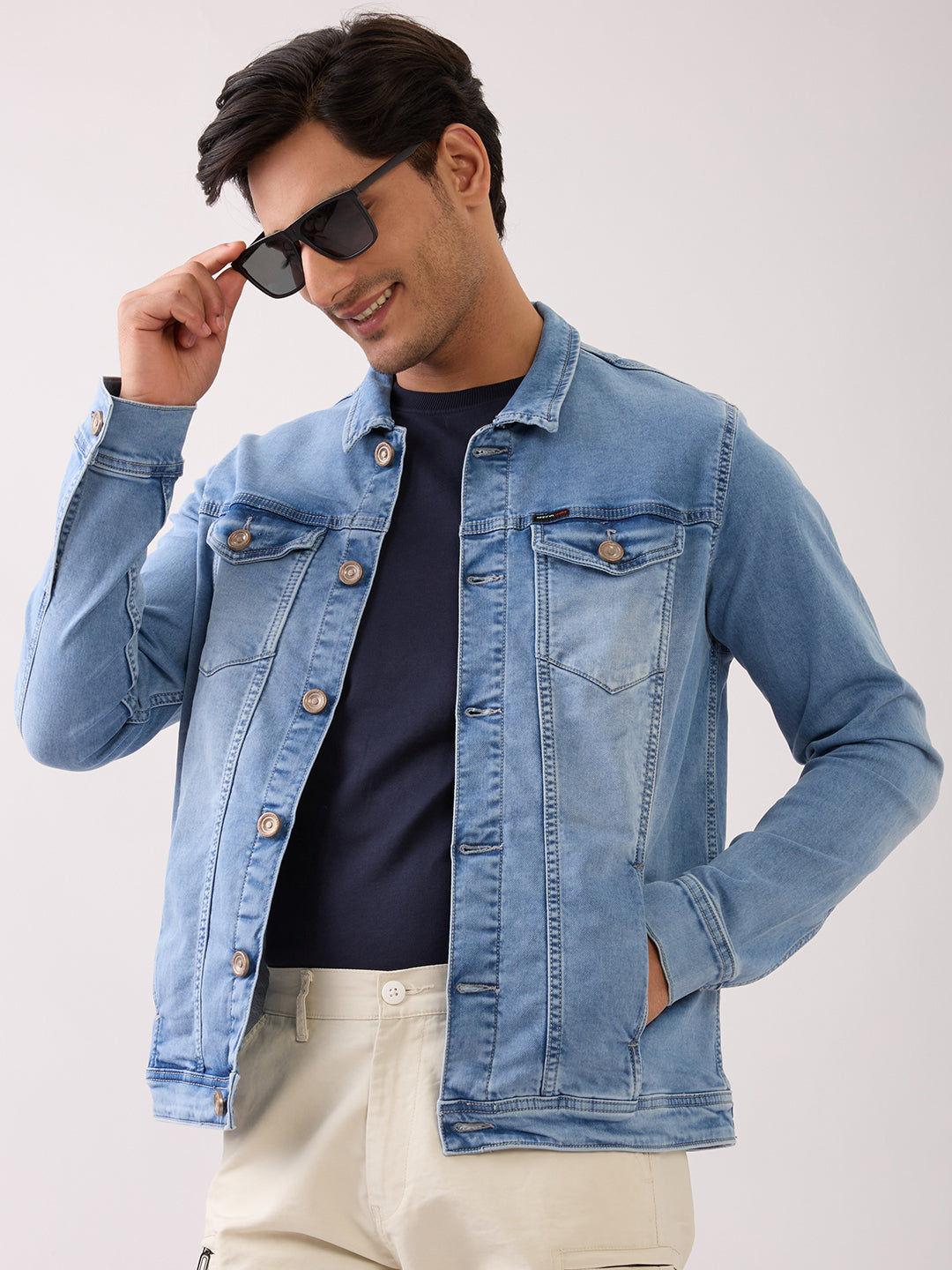 Barons Light-Wash Denim Jacket: Light Blue