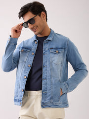 Barons Light-Wash Denim Jacket: Light Blue