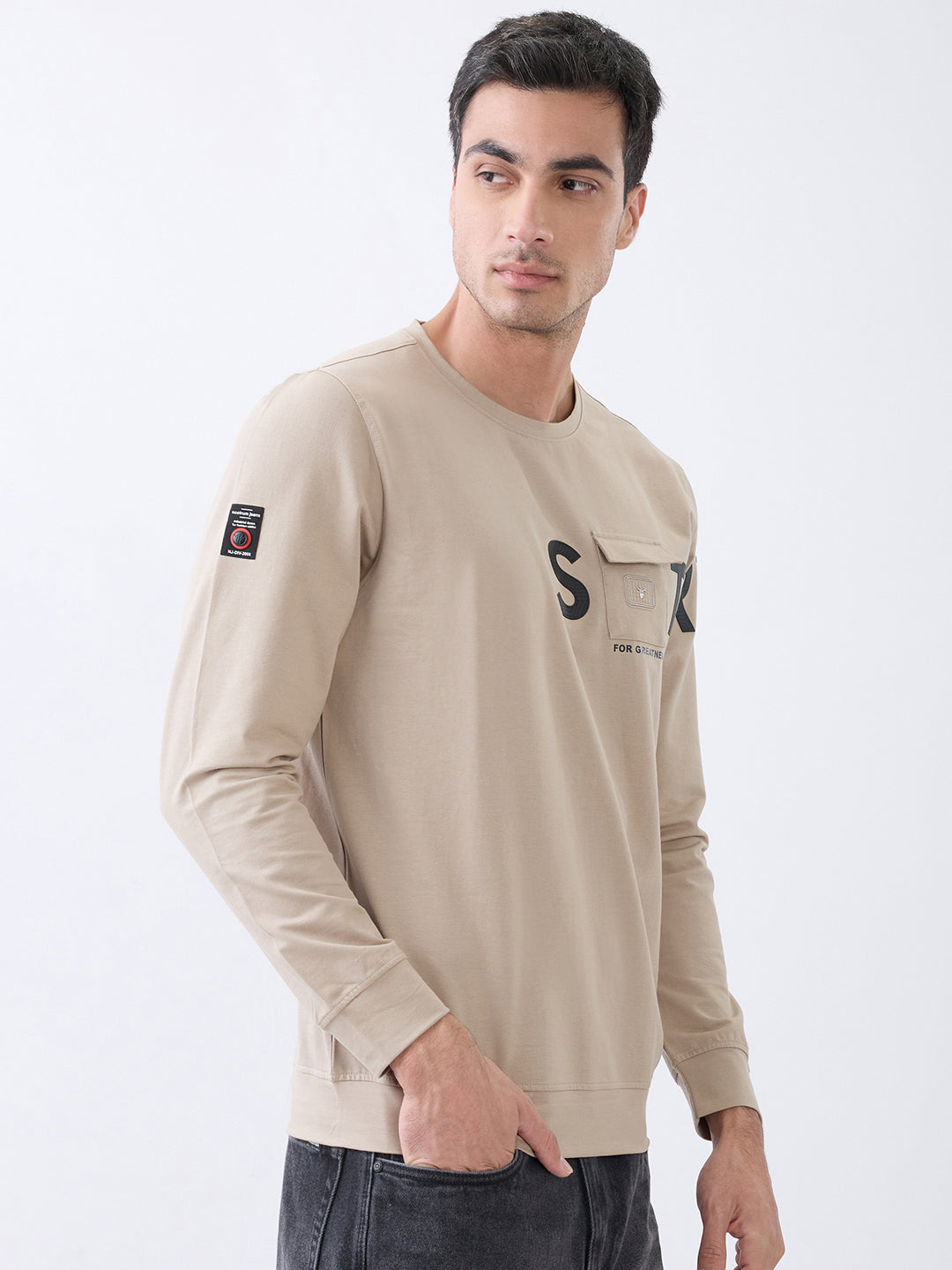 Strive Printed T-Shirt: Beige