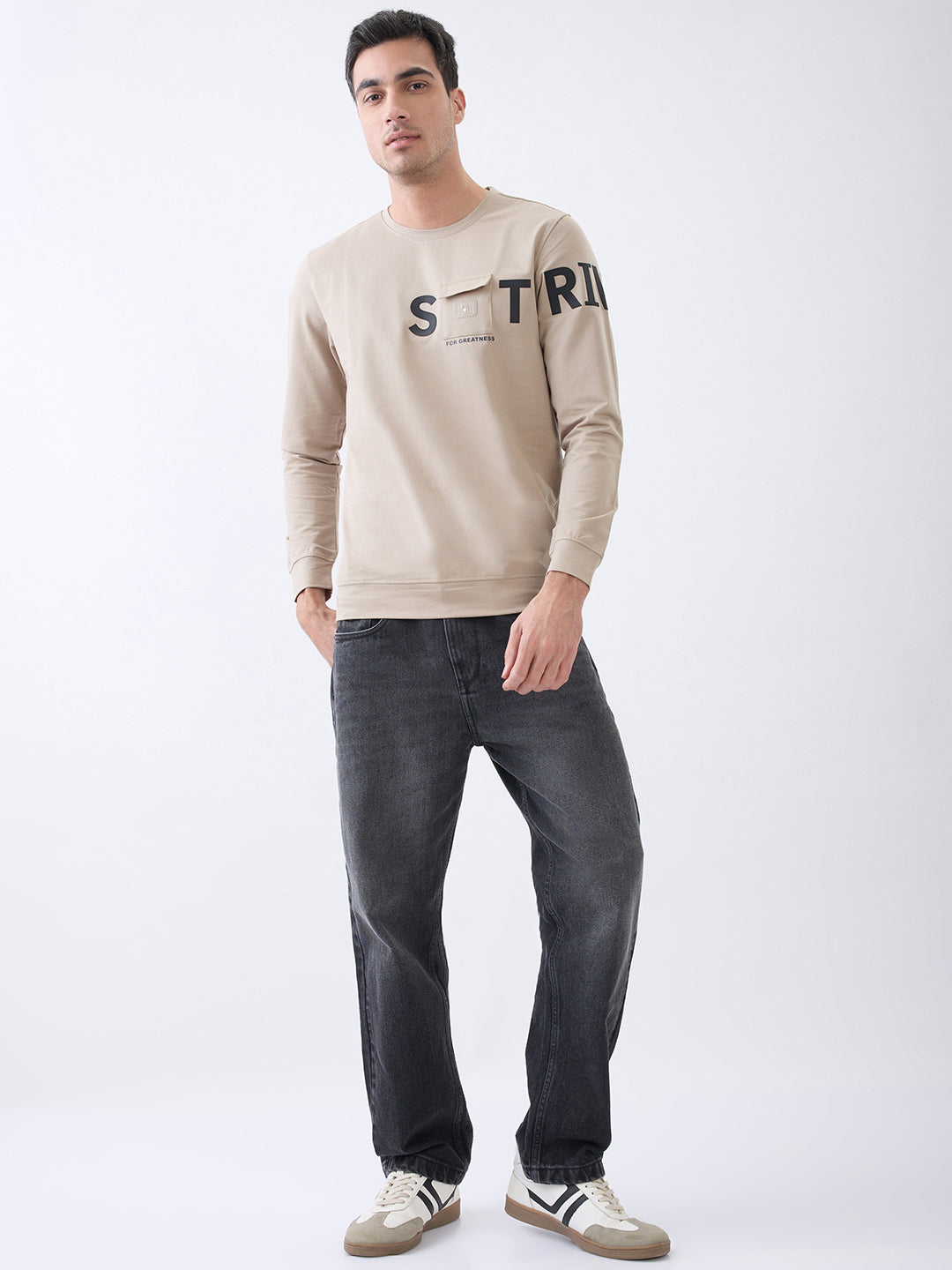 Strive Printed T-Shirt: Beige