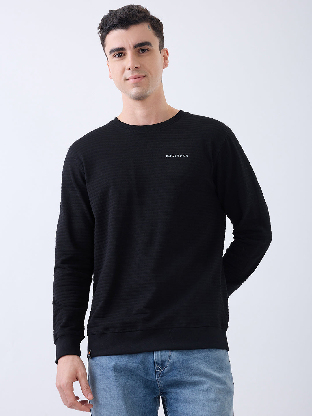 Prepare Textured Pullover: Black