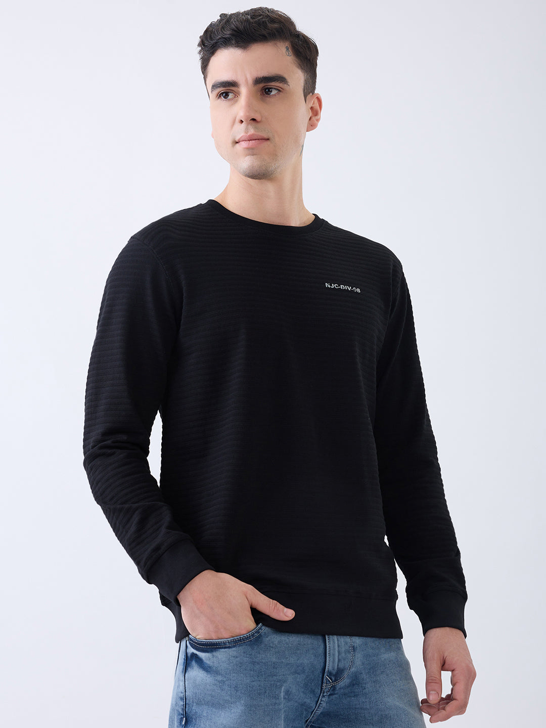 Prepare Textured Pullover: Black