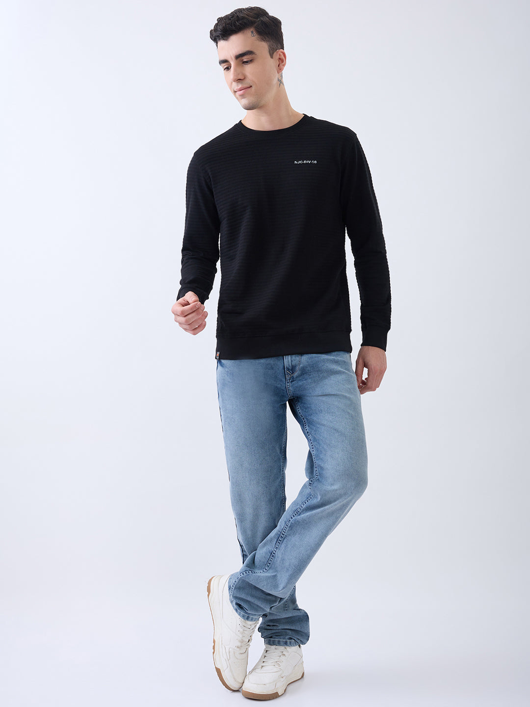 Prepare Textured Pullover: Black