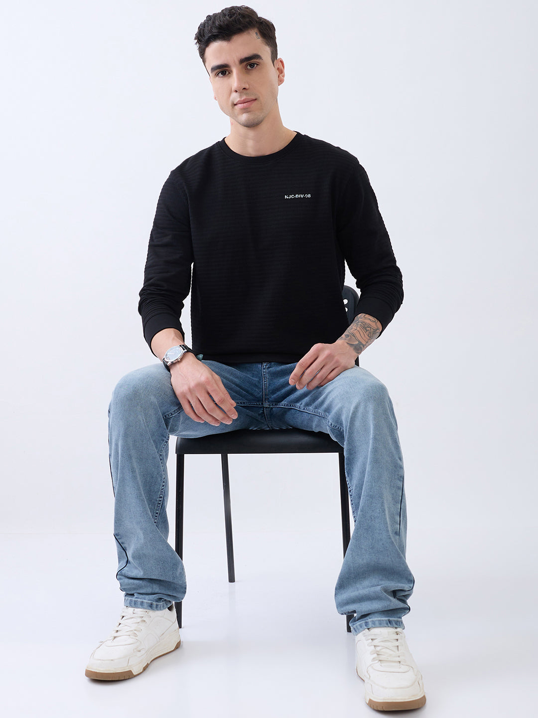 Prepare Textured Pullover: Black