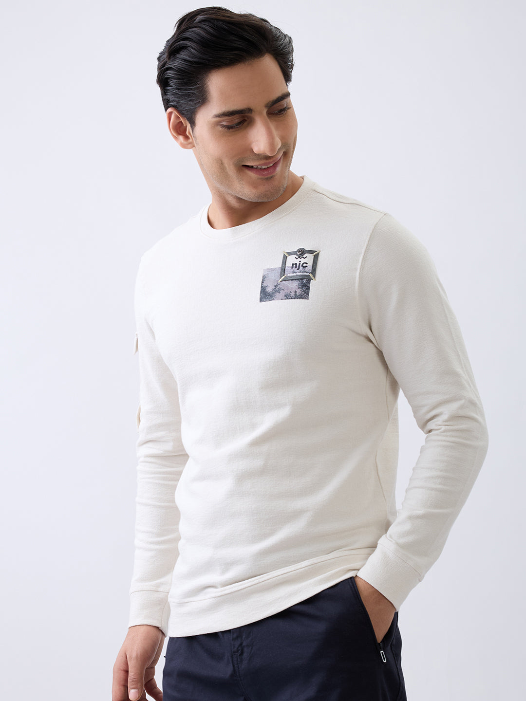Moving Full Sleeve T-Shirt: Off White