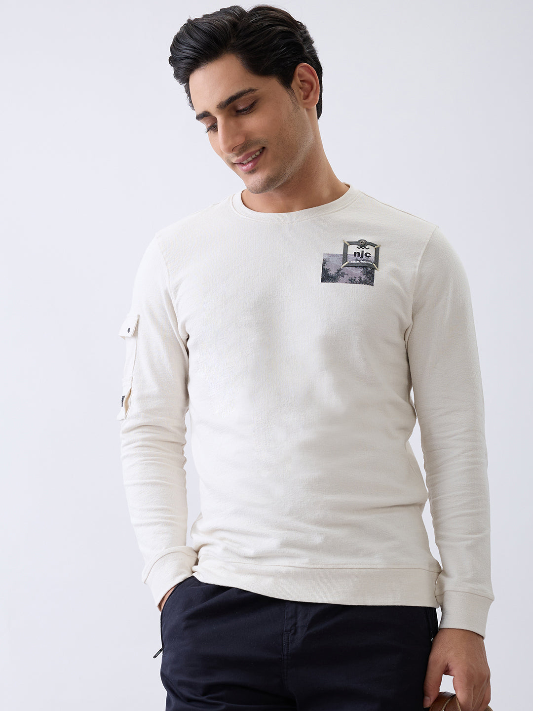 Moving Full Sleeve T-Shirt: Off White
