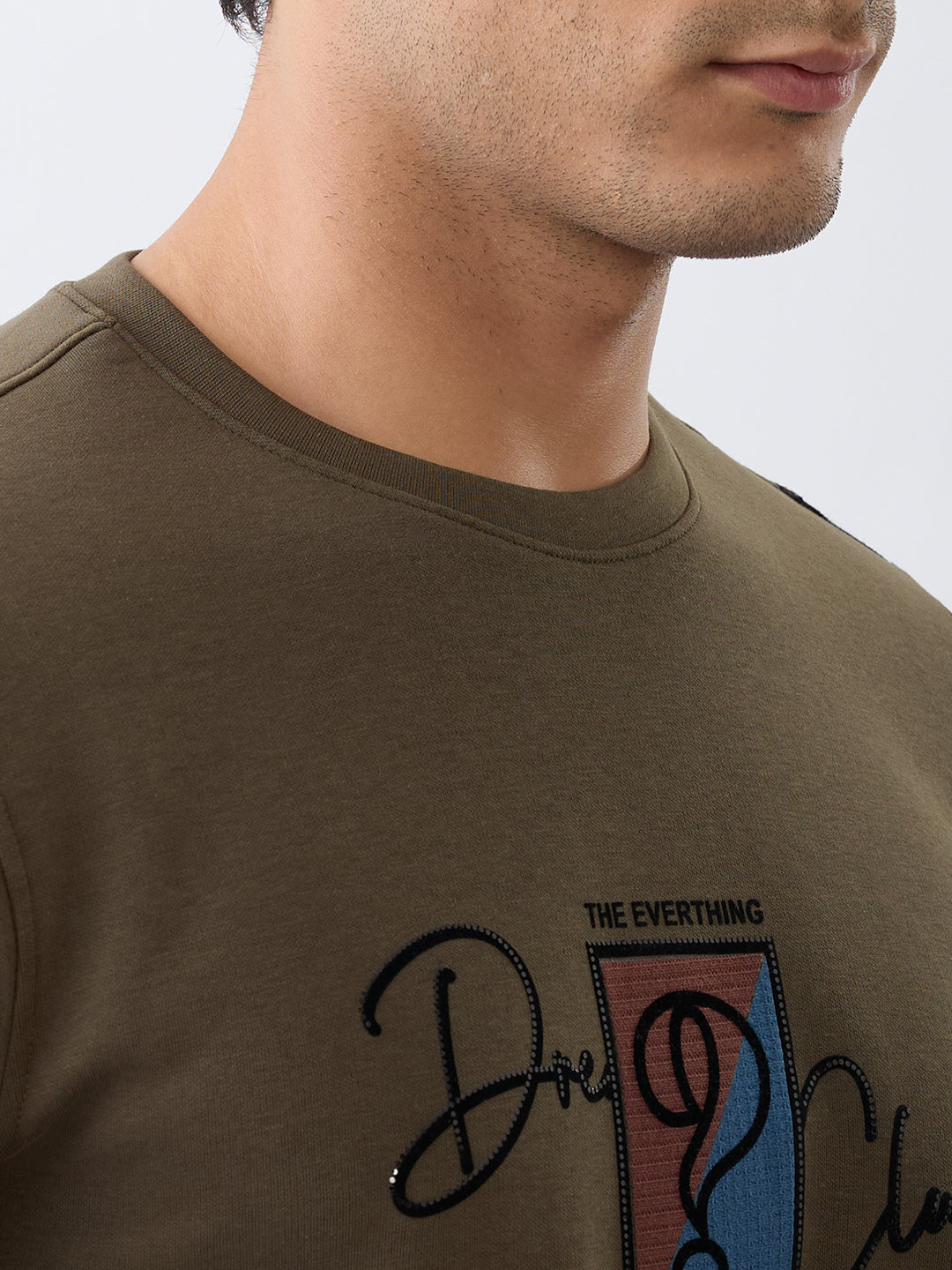 Dawking Graphic Full Sleeve T-Shirt: Olive