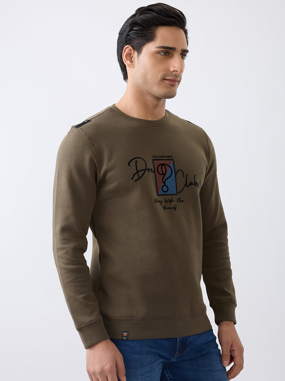 Dawking Graphic Full Sleeve T-Shirt: Olive