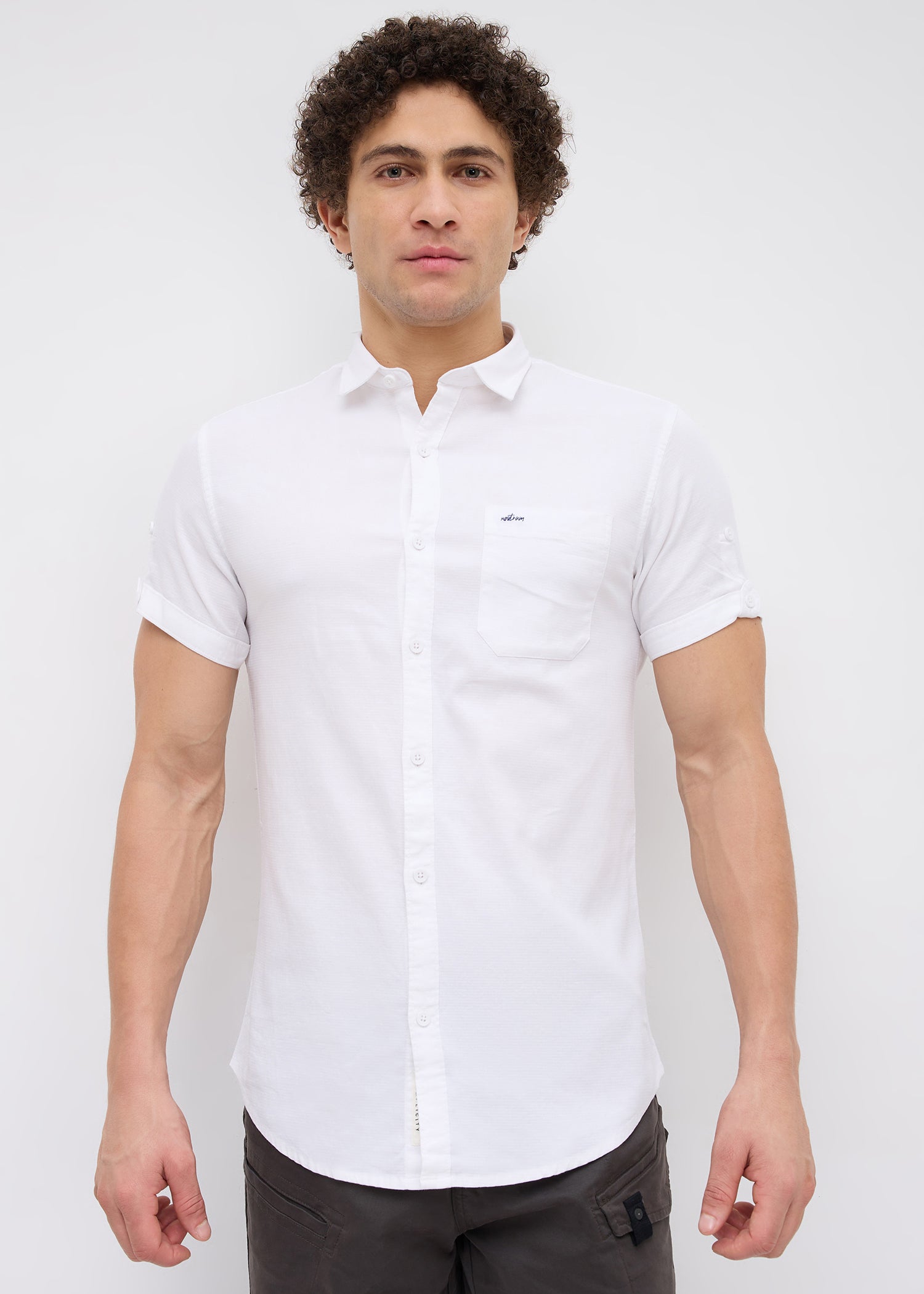 Advota Half Sleeve Solid Shirt: White