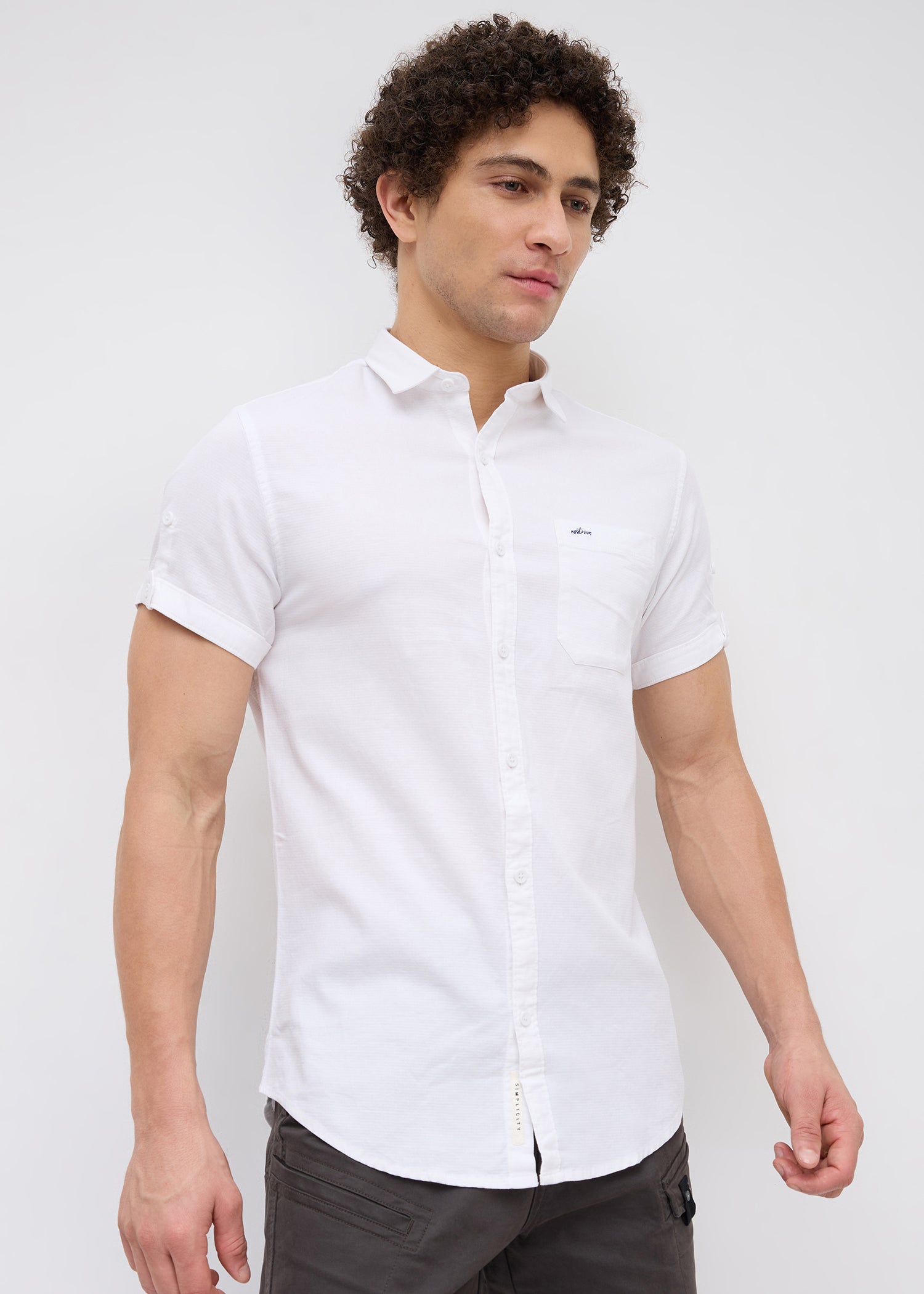 Advota Half Sleeve Solid Shirt: White